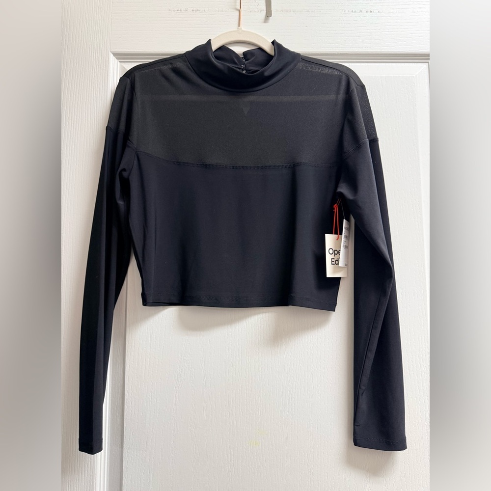 Nordstrom Black Long Sleeve Crop Top